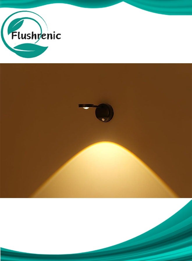 Flushrenic Motion Sensor Picture Light LED Cat-Eye Bulb Wall Sconce, Stick on Display Accent Lighting Dimmable 360° Rotation Rechargeable for Paintings - Image 1